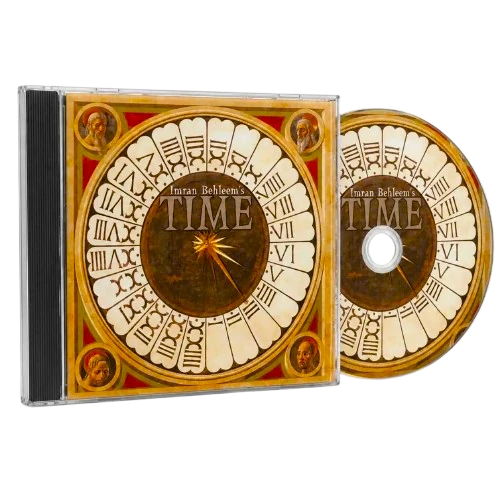 Imran Behleem's album Time: CD case and disc with a golden clock-face cover